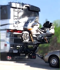 WORLDS BEST RV MOTORCYCLE LIFT BY HYDRALIFT.DRIVE-ON DRIVE-OFF