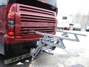 WORLDS BEST RV MOTORCYCLE LIFT FOR MOTORHOMES BY HYDRALIFT.DRIVE-ON DRIVE-OFF  