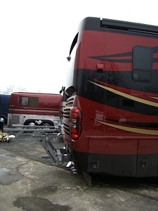 WORLDS BEST RV MOTORCYCLE LIFT FOR MOTORHOMES BY HYDRALIFT.DRIVE-ON DRIVE-OFF  