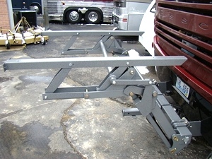 WORLDS BEST RV MOTORCYCLE LIFT FOR MOTORHOMES BY HYDRALIFT.DRIVE-ON DRIVE-OFF  