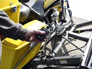 WORLDS BEST RV MOTORCYCLE LIFT FOR MOTORHOMES BY HYDRALIFT.DRIVE-ON DRIVE-OFF  