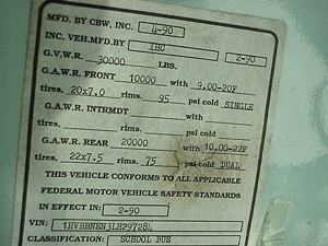1990 INTERNATIONAL SCHOOL BUS 36FT 66-PASSENGER